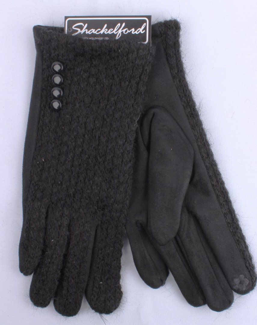 Shackelford chenille knit glove glove with decorative button blk STYLE:S/LK5066BLK image 0